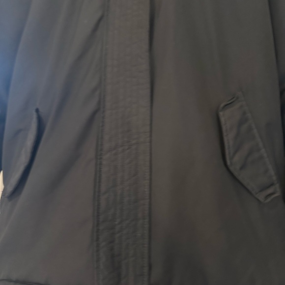 Old Navy Black Jacket Y2K early 2000’s style faux fur hood size S zip front - Picture 6 of 7